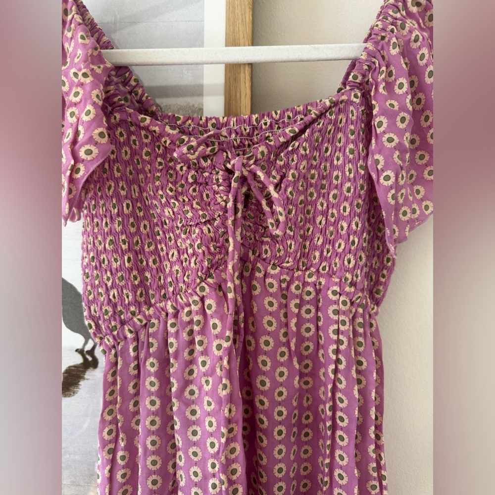 Chic Purple Patterned Mini Dress - Picture 4 of 7